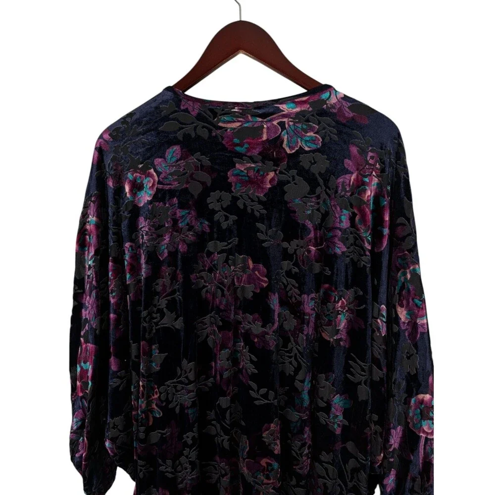 Chelsea & Theodore Floral Velvet Cocoon Kimono Cardigan Size L